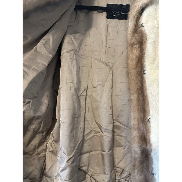 Vintage Mink Fur Coat Women S/M White & Brown Two Tone Stroller Length 1970s - Picture 8 of 9